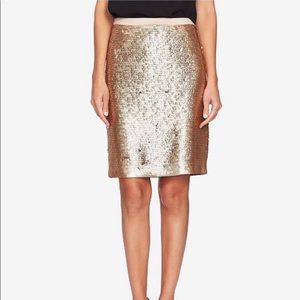 NWT CeCe Gold Sequin Skirt Size 10